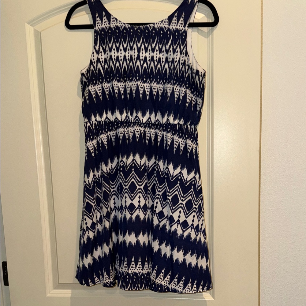 Krush Navy and White Girls' Sleeveless Patterned Dress